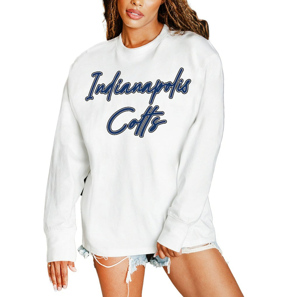 Indianapolis Colts Gameday Couture Women's Classic Comeback Oversized Long Sleeve T-Shirt - White outlet