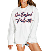 New England Patriots Gameday Couture Women's Classic Comeback Oversized Long Sleeve T-Shirt - White sale