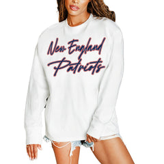 New England Patriots Gameday Couture Women's Classic Comeback Oversized Long Sleeve T-Shirt - White sale