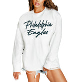 Philadelphia Eagles Gameday Couture Women's Classic Comeback Oversized Long Sleeve T-Shirt - White outlet