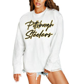 Pittsburgh Steelers Gameday Couture Women's Classic Comeback Oversized Long Sleeve T-Shirt - White online