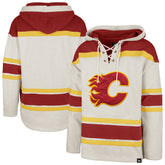 Calgary Flames '47 Rockaway Lacer Pullover Hoodie Oatmeal