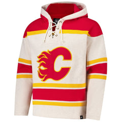 Calgary Flames '47 Rockaway Lacer Pullover Hoodie Oatmeal