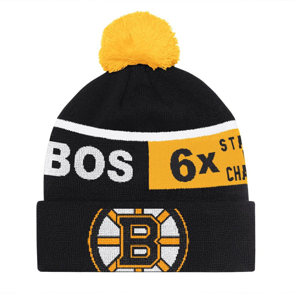 Boston Bruins Starter Chyron Commemorative Cuffed Knit Hat with Pom Black