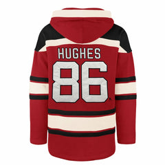 Jack Hughes New Jersey Devils '47 Big & Tall Lace-up Pullover Hoodie Red