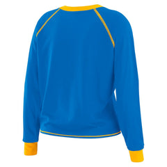 Los Angeles Chargers WEAR by Erin Andrews Women's Plus Size Tie-Front Long Sleeve Top - Powder Blue/Gold sale