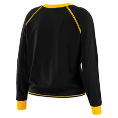 Pittsburgh Steelers WEAR by Erin Andrews Women's Plus Size Tie-Front Long Sleeve Top - Black/Gold online