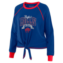 Buffalo Bills WEAR by Erin Andrews Women's Plus Size Tie-Front Long Sleeve Top - Royal/Red for sale