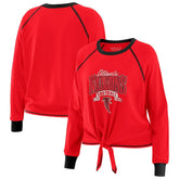 Atlanta Falcons WEAR by Erin Andrews Women's Plus Size Tie-Front Long Sleeve Top - Red/Black online