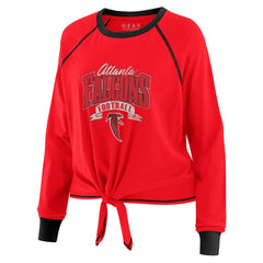Atlanta Falcons WEAR by Erin Andrews Women's Plus Size Tie-Front Long Sleeve Top - Red/Black online