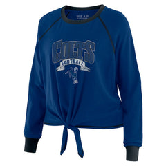 Indianapolis Colts WEAR by Erin Andrews Women's Plus Size Tie-Front Long Sleeve Top - Royal/Black sale