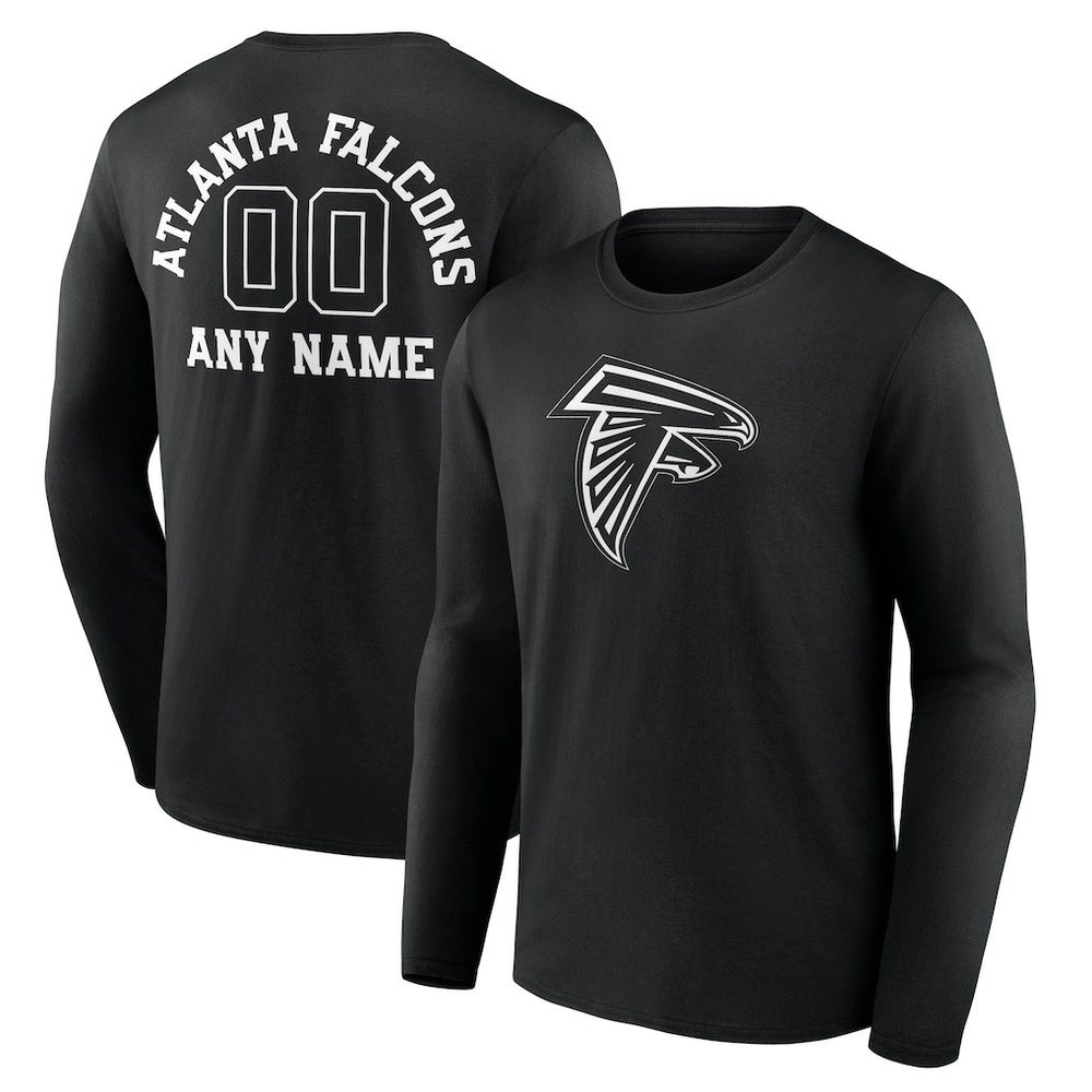 Atlanta Falcons Personalized Name & Number Monochrome Long Sleeve T-Shirt - Black cheap