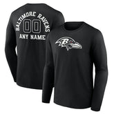 Baltimore Ravens Personalized Name & Number Monochrome Long Sleeve T-Shirt - Black cheap