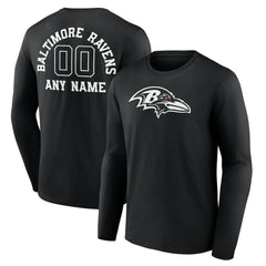 Baltimore Ravens Personalized Name & Number Monochrome Long Sleeve T-Shirt - Black cheap