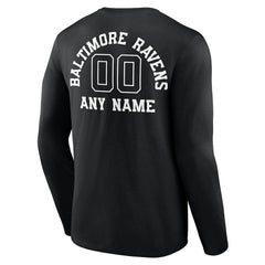 Baltimore Ravens Personalized Name & Number Monochrome Long Sleeve T-Shirt - Black cheap