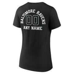 Baltimore Ravens Women's Personalized Name & Number Monochrome V-Neck T-Shirt - Black on sale