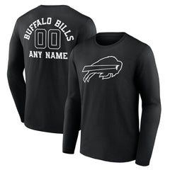 Buffalo Bills Personalized Name & Number Monochrome Long Sleeve T-Shirt - Black cheap