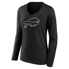 Buffalo Bills Women's Personalized Name & Number Monochrome Long Sleeve V-Neck T-Shirt - Black outlet