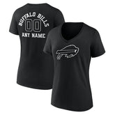 Buffalo Bills Women's Personalized Name & Number Monochrome V-Neck T-Shirt - Black online