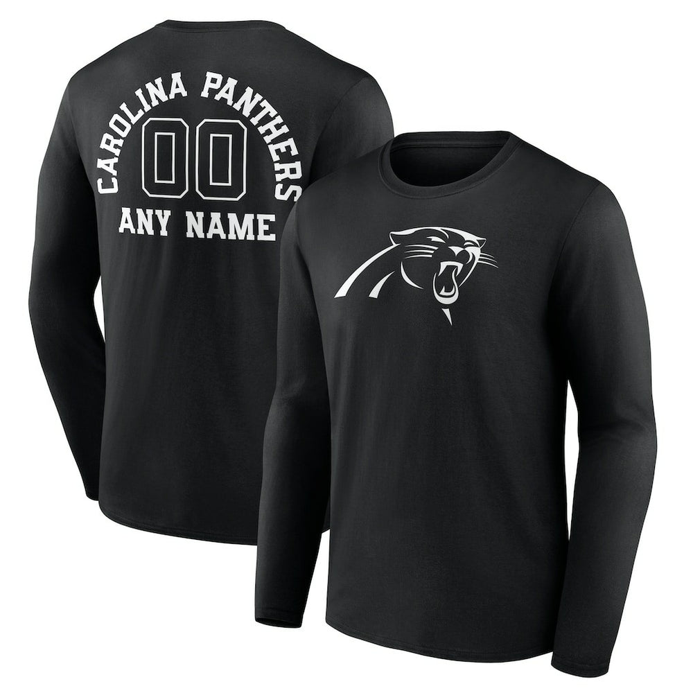 Carolina Panthers Personalized Name & Number Monochrome Long Sleeve T-Shirt - Black for sale