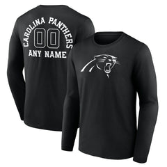 Carolina Panthers Personalized Name & Number Monochrome Long Sleeve T-Shirt - Black for sale