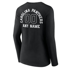 Carolina Panthers Women's Personalized Name & Number Monochrome Long Sleeve V-Neck T-Shirt - Black sale