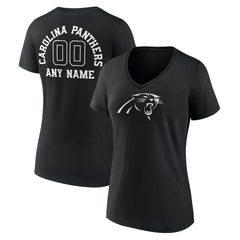 Carolina Panthers Women's Personalized Name & Number Monochrome V-Neck T-Shirt - Black outlet