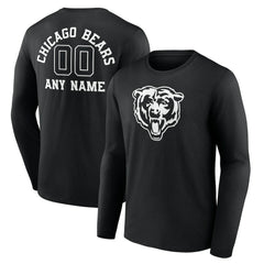 Chicago Bears Personalized Name & Number Monochrome Long Sleeve T-Shirt - Black outlet