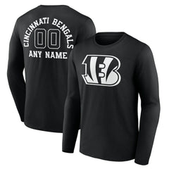Cincinnati Bengals Personalized Name & Number Monochrome Long Sleeve T-Shirt - Black sale