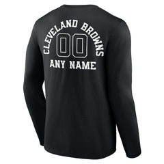 Cleveland Browns Personalized Name & Number Monochrome Long Sleeve T-Shirt - Black cheap