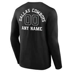 Dallas Cowboys Personalized Name & Number Monochrome Long Sleeve T-Shirt - Black online