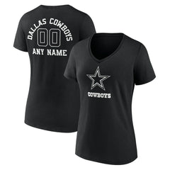 Dallas Cowboys Women's Personalized Name & Number Monochrome V-Neck T-Shirt - Black online