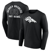 Denver Broncos Personalized Name & Number Monochrome Long Sleeve T-Shirt - Black on sale