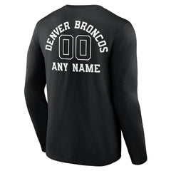 Denver Broncos Personalized Name & Number Monochrome Long Sleeve T-Shirt - Black on sale