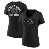 Detroit Lions Women's Personalized Name & Number Monochrome V-Neck T-Shirt - Black outlet