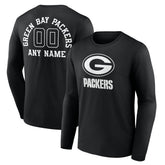 Green Bay Packers Personalized Name & Number Monochrome Long Sleeve T-Shirt - Black discount