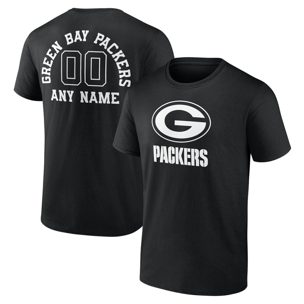 Green Bay Packers Personalized Name & Number Monochrome T-Shirt - Black sale