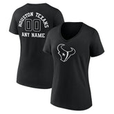 Houston Texans Women's Personalized Name & Number Monochrome V-Neck T-Shirt - Black sale
