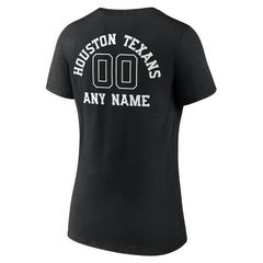 Houston Texans Women's Personalized Name & Number Monochrome V-Neck T-Shirt - Black sale