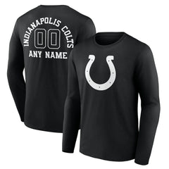 Indianapolis Colts Personalized Name & Number Monochrome Long Sleeve T-Shirt - Black on sale