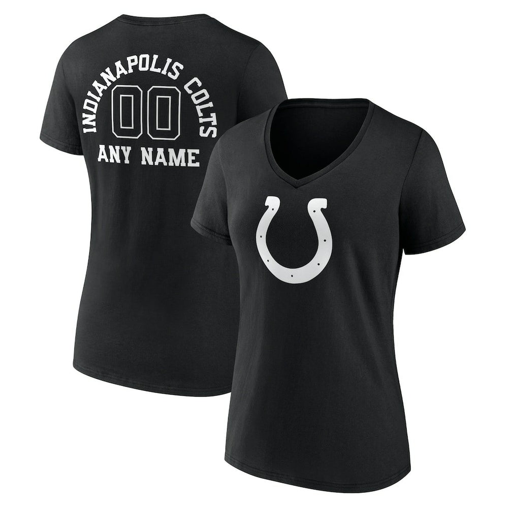 Indianapolis Colts Women's Personalized Name & Number Monochrome V-Neck T-Shirt - Black for sale