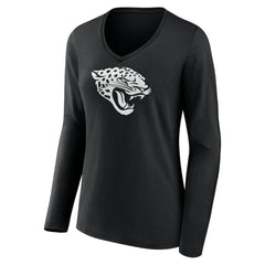 Jacksonville Jaguars Women's Personalized Name & Number Monochrome Long Sleeve V-Neck T-Shirt - Black cheap