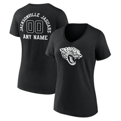 Jacksonville Jaguars Women's Personalized Name & Number Monochrome V-Neck T-Shirt - Black discount
