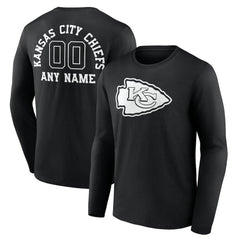 Kansas City Chiefs Personalized Name & Number Monochrome Long Sleeve T-Shirt - Black sale
