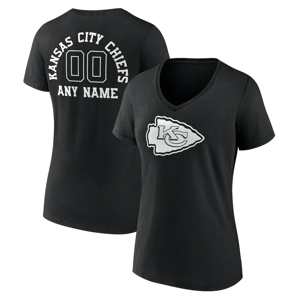 Kansas City Chiefs Women's Personalized Name & Number Monochrome V-Neck T-Shirt - Black cheap