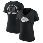 Kansas City Chiefs Women's Personalized Name & Number Monochrome V-Neck T-Shirt - Black cheap