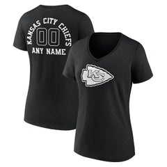 Kansas City Chiefs Women's Personalized Name & Number Monochrome V-Neck T-Shirt - Black cheap