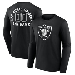 Las Vegas Raiders Personalized Name & Number Monochrome Long Sleeve T-Shirt - Black cheap