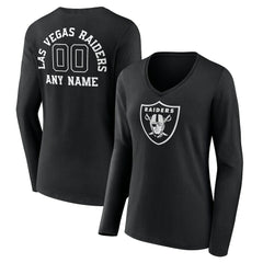 Las Vegas Raiders Women's Personalized Name & Number Monochrome Long Sleeve V-Neck T-Shirt - Black online
