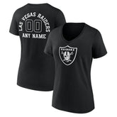 Las Vegas Raiders Women's Personalized Name & Number Monochrome V-Neck T-Shirt - Black sale